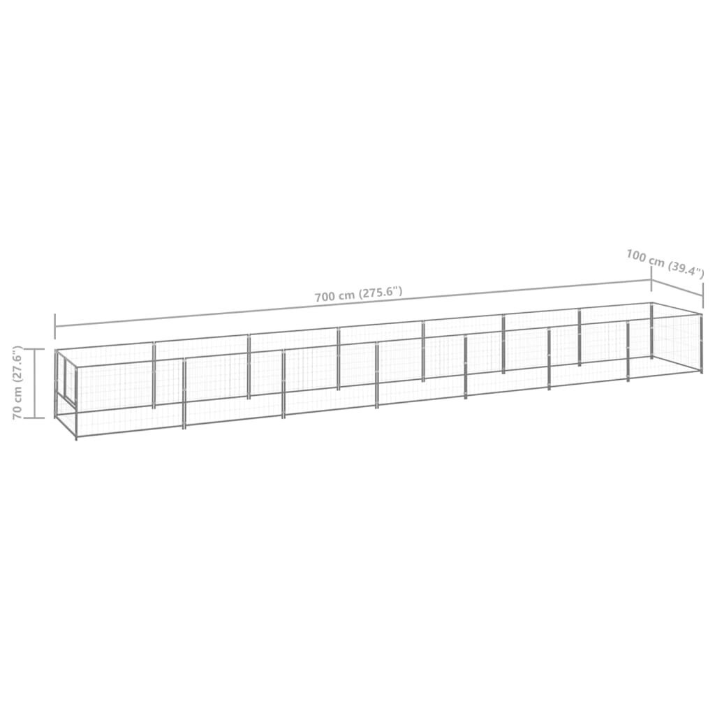 vidaXL Voljeras šunims, sidabrinės spalvos, 7m², plienas kaina ir informacija | Guoliai, pagalvėlės | pigu.lt