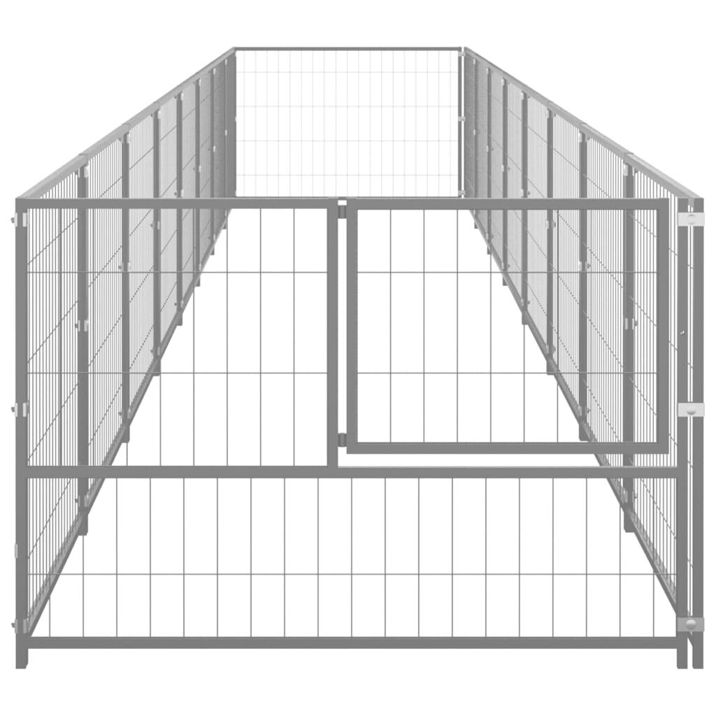 vidaXL Voljeras šunims, sidabrinės spalvos, 8m², plienas kaina ir informacija | Guoliai, pagalvėlės | pigu.lt