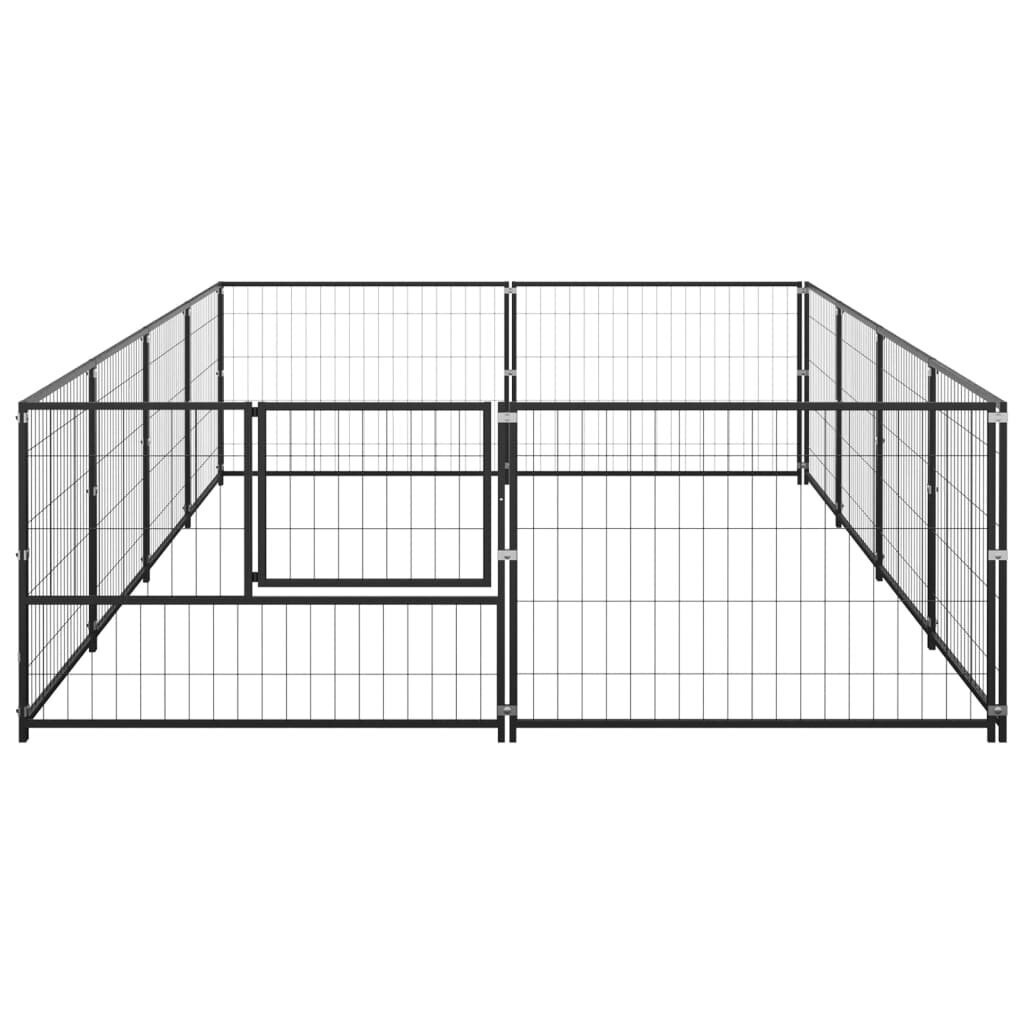 vidaXL Voljeras šunims, juodos spalvos, 8m², plienas kaina ir informacija | Guoliai, pagalvėlės | pigu.lt