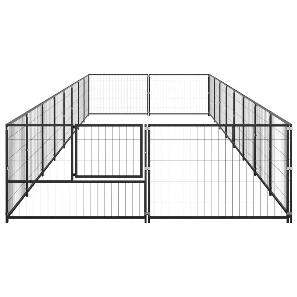 vidaXL Voljeras šunims, juodos spalvos, 16m², plienas kaina ir informacija | Guoliai, pagalvėlės | pigu.lt