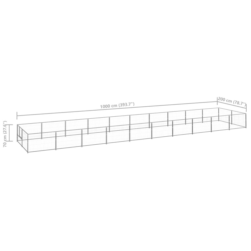 vidaXL Voljeras šunims, sidabrinės spalvos, 20m², plienas kaina ir informacija | Guoliai, pagalvėlės | pigu.lt