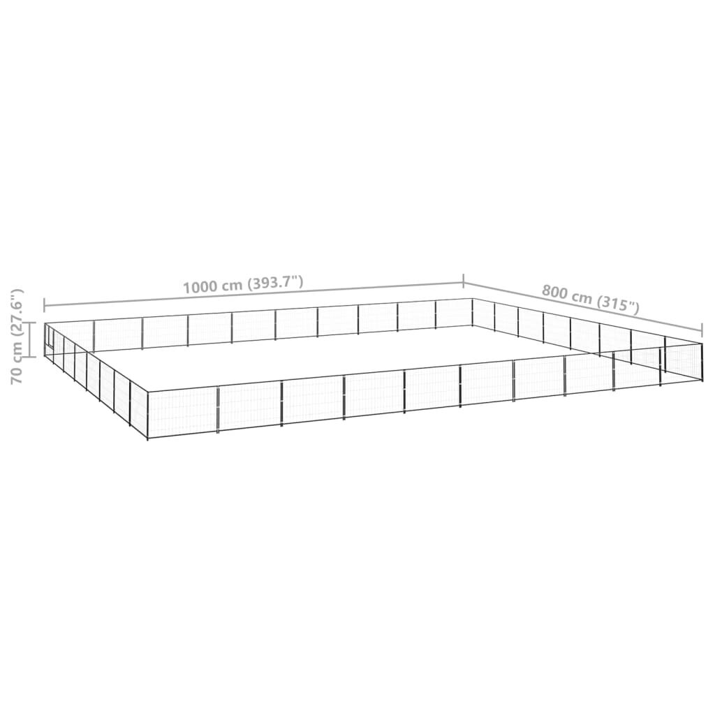 vidaXL Voljeras šunims, juodos spalvos, 80m², plienas kaina ir informacija | Guoliai, pagalvėlės | pigu.lt