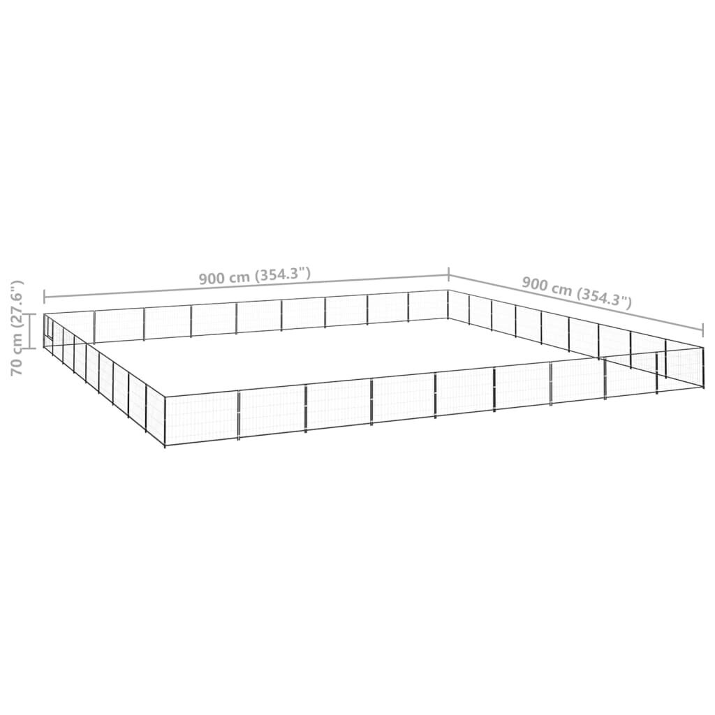 vidaXL Voljeras šunims, juodos spalvos, 81m², plienas kaina ir informacija | Guoliai, pagalvėlės | pigu.lt