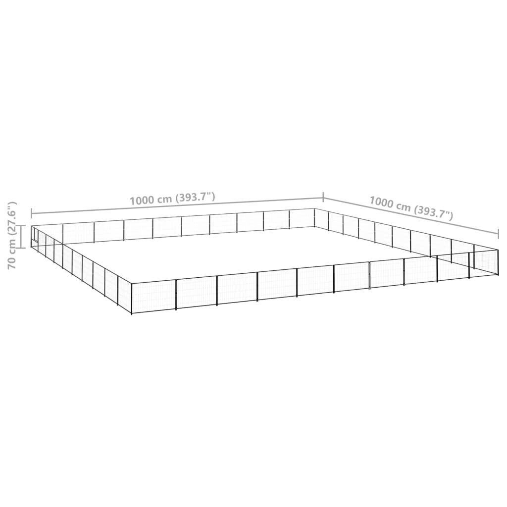 vidaXL Voljeras šunims, juodos spalvos, 100m², plienas kaina ir informacija | Guoliai, pagalvėlės | pigu.lt