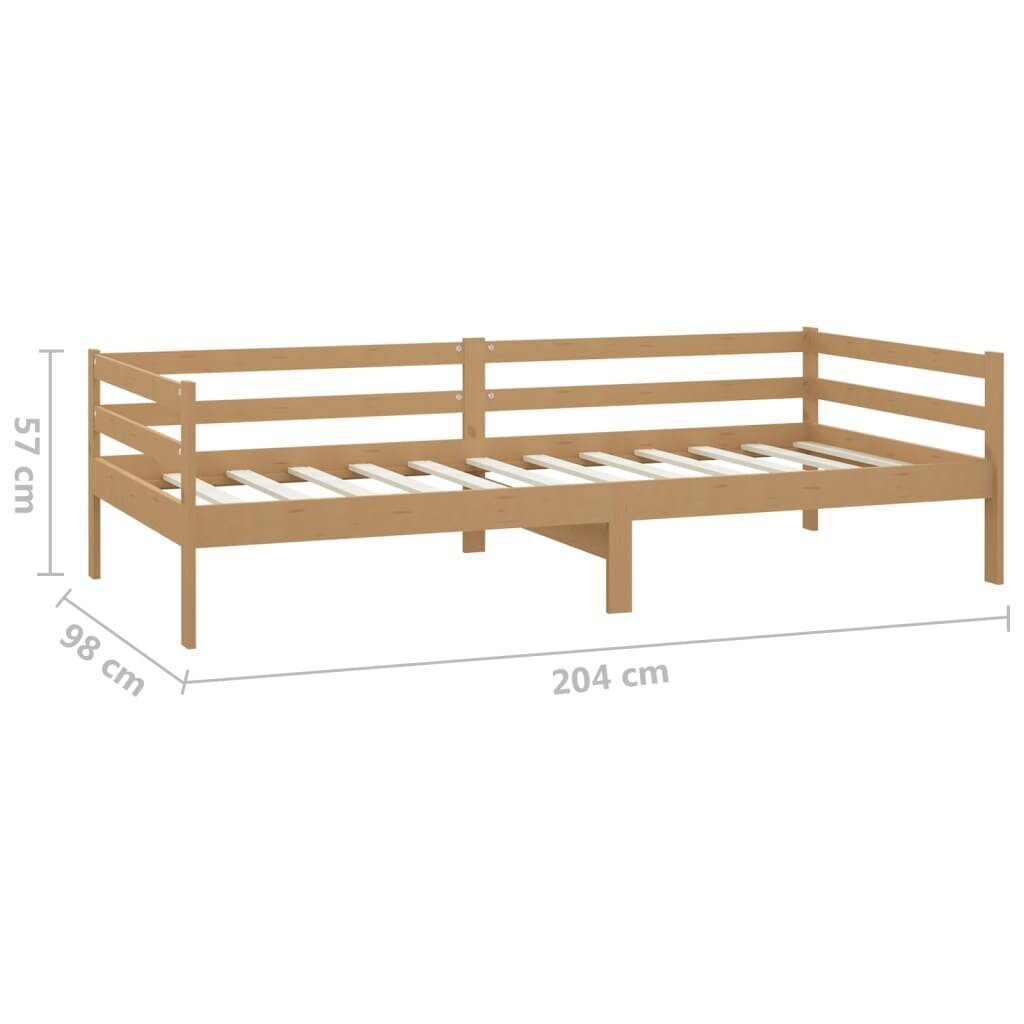 Lova su čiužiniu, vidaXL, medaus ruda, 90x200cm, pušies masyvas, ruda kaina ir informacija | Lovos | pigu.lt