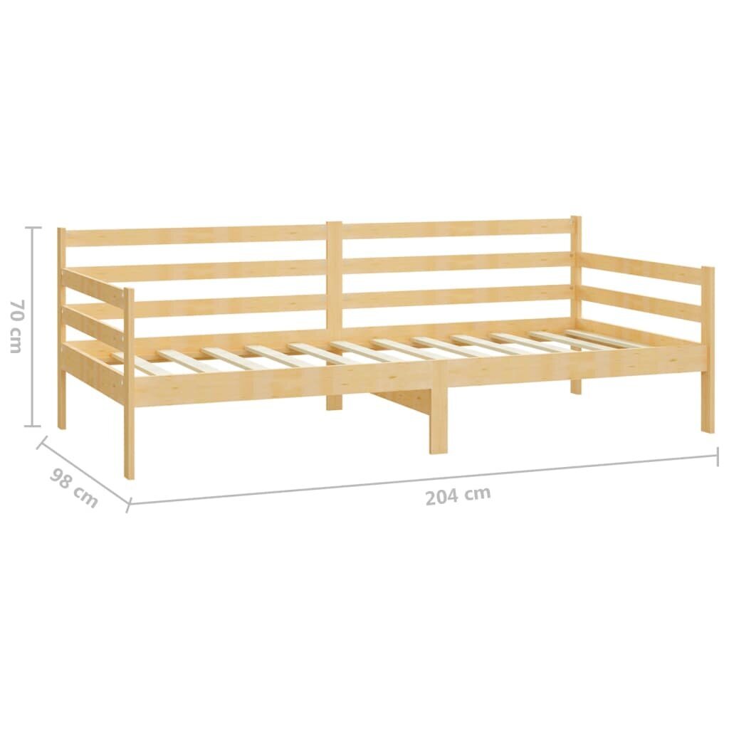 vidaXL Lova su čiužiniu, 90x200cm, pušies medienos masyvas kaina ir informacija | Lovos | pigu.lt