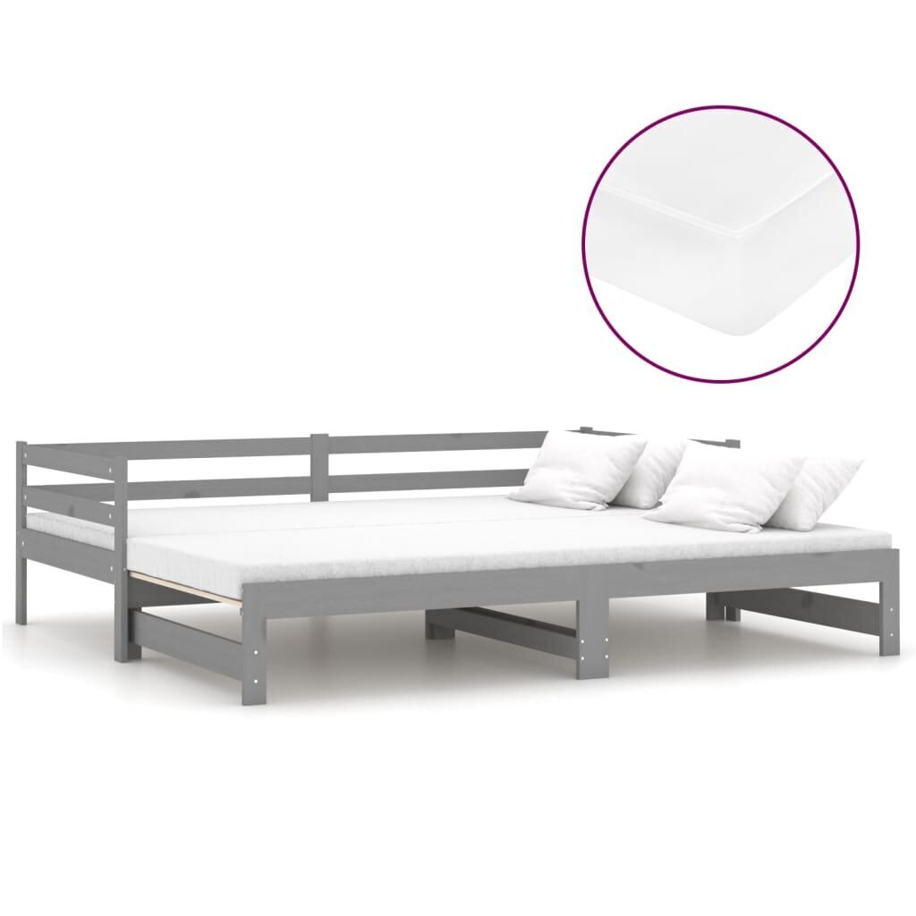 Ištraukiama lova, 2x(90x200) cm, pilka kaina ir informacija | Lovos | pigu.lt