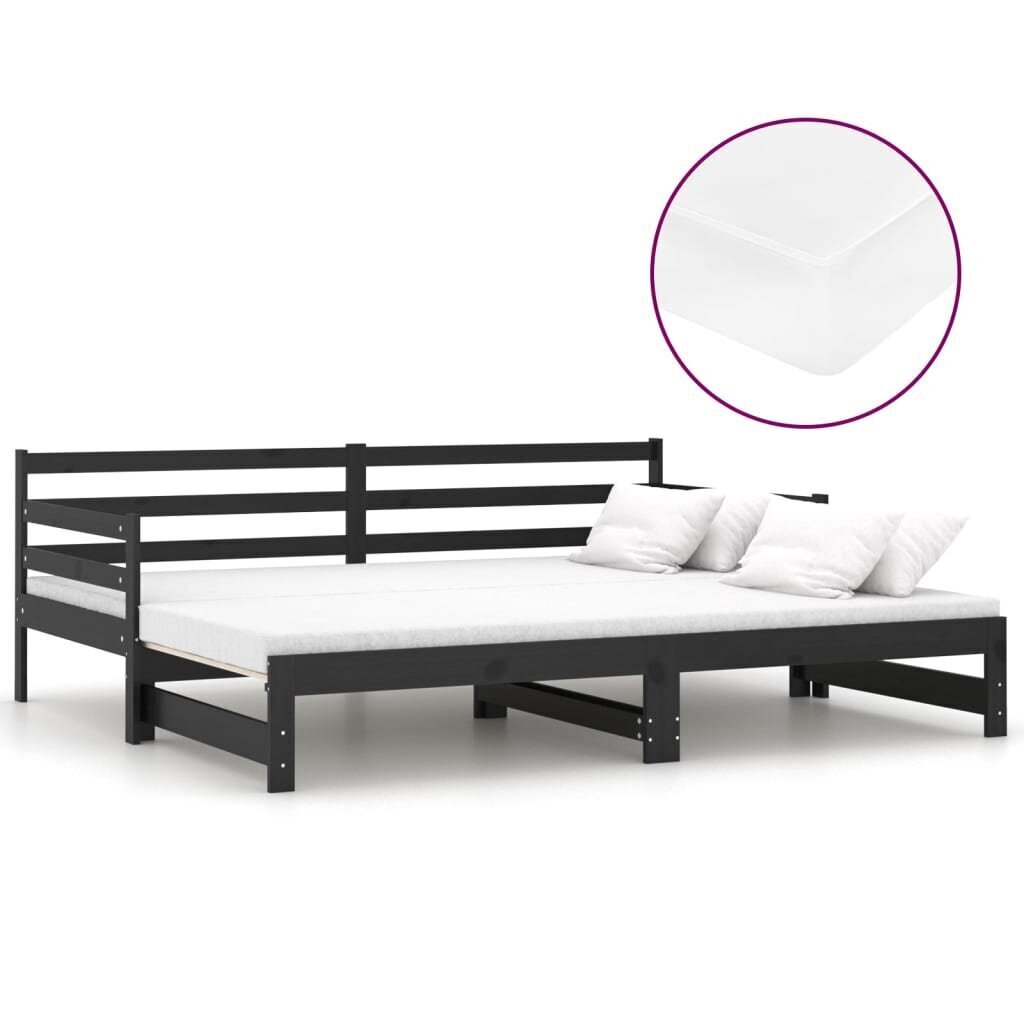 Ištraukiama lova, 2x(90x200) cm, juoda kaina ir informacija | Lovos | pigu.lt