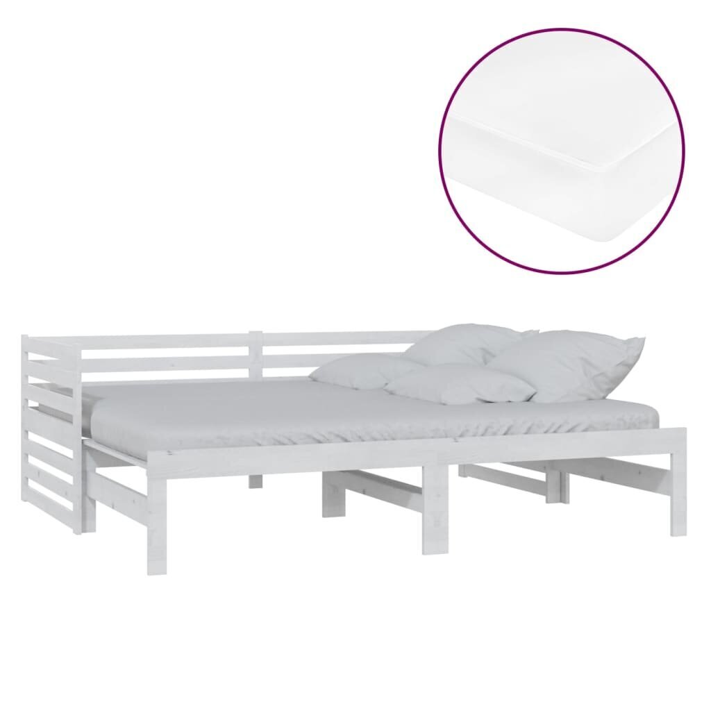 Ištraukiama lova, 2x(90x200) cm, balta kaina ir informacija | Lovos | pigu.lt