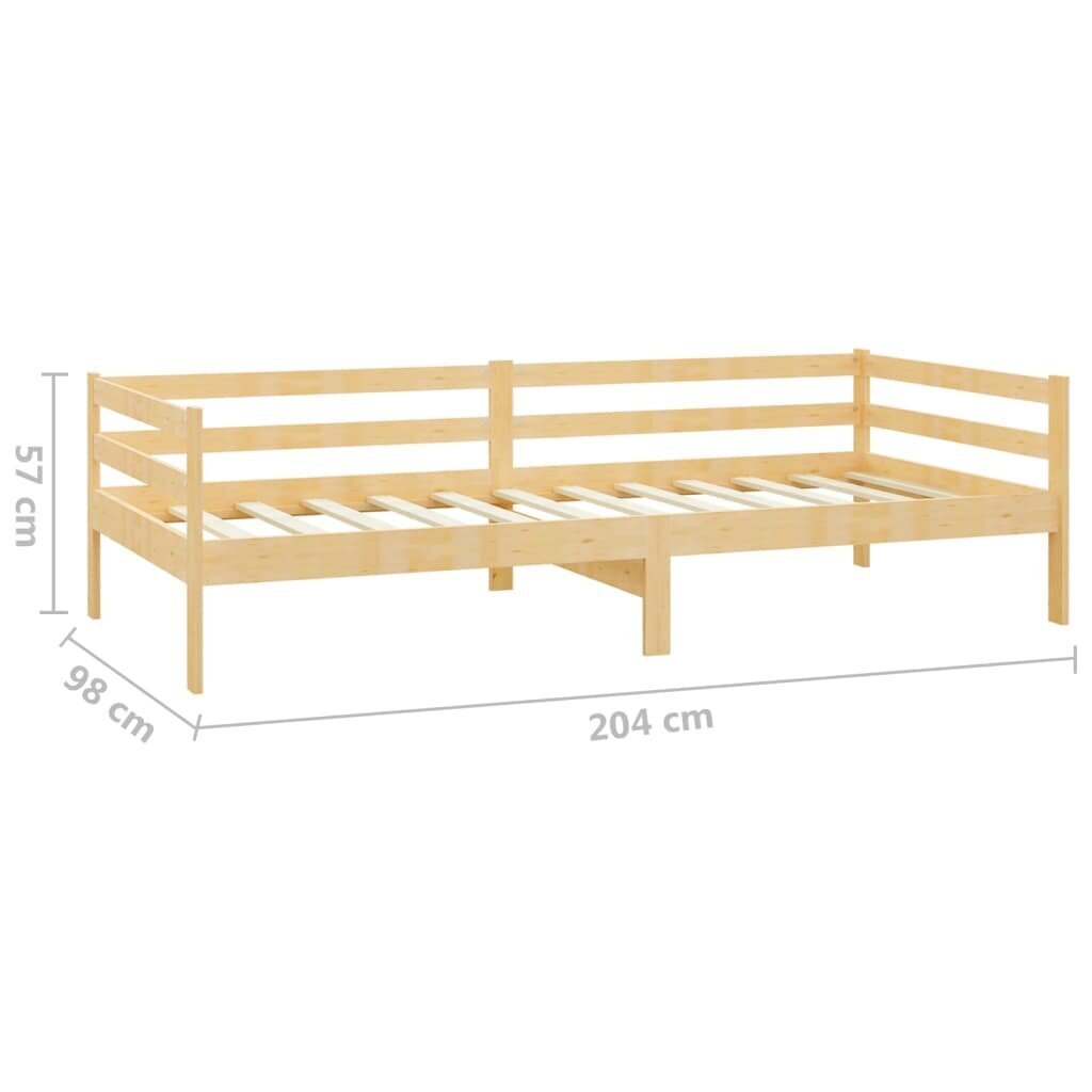 Lova su stalčiais, vidaXL, 90x200cm, pušies medienos masyvas, ruda kaina ir informacija | Lovos | pigu.lt