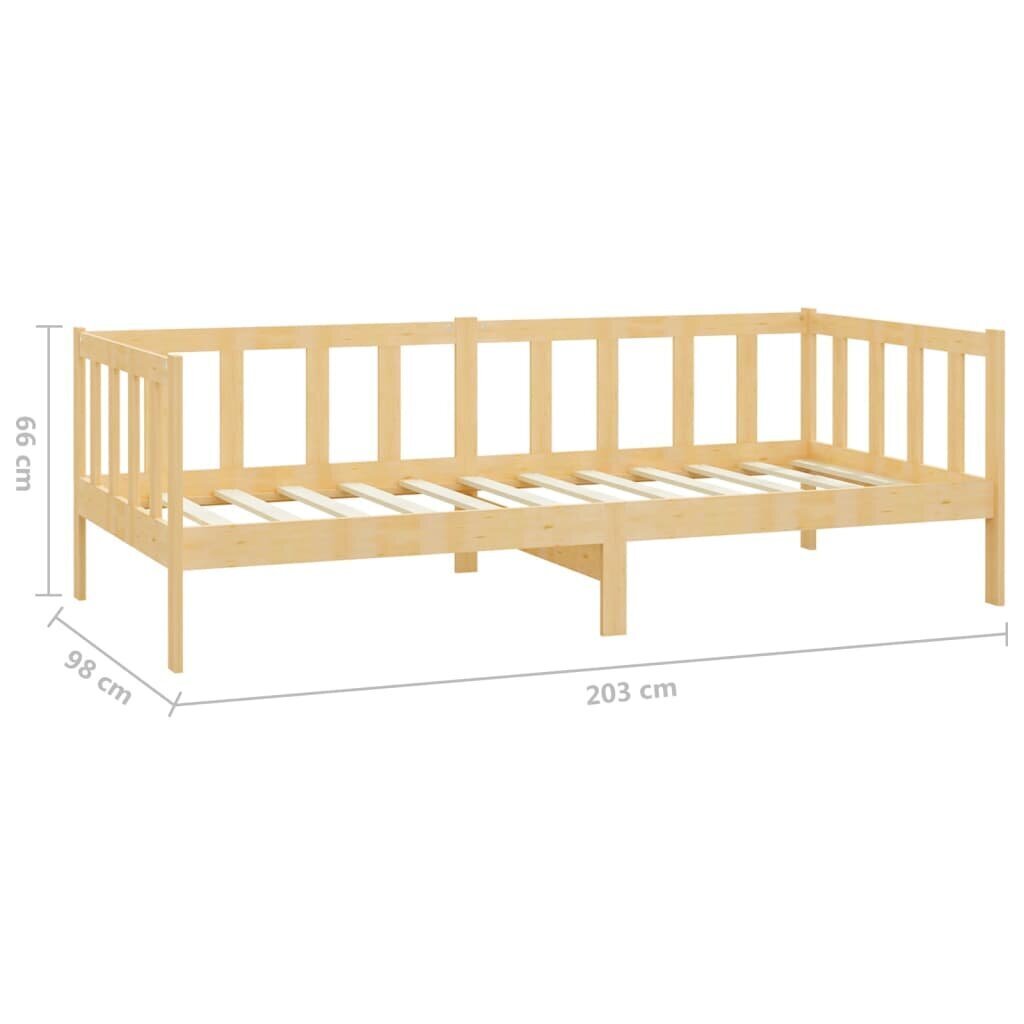 Lova su stalčiais, vidaXL, 90x200cm, pušies medienos masyvas, ruda kaina ir informacija | Lovos | pigu.lt