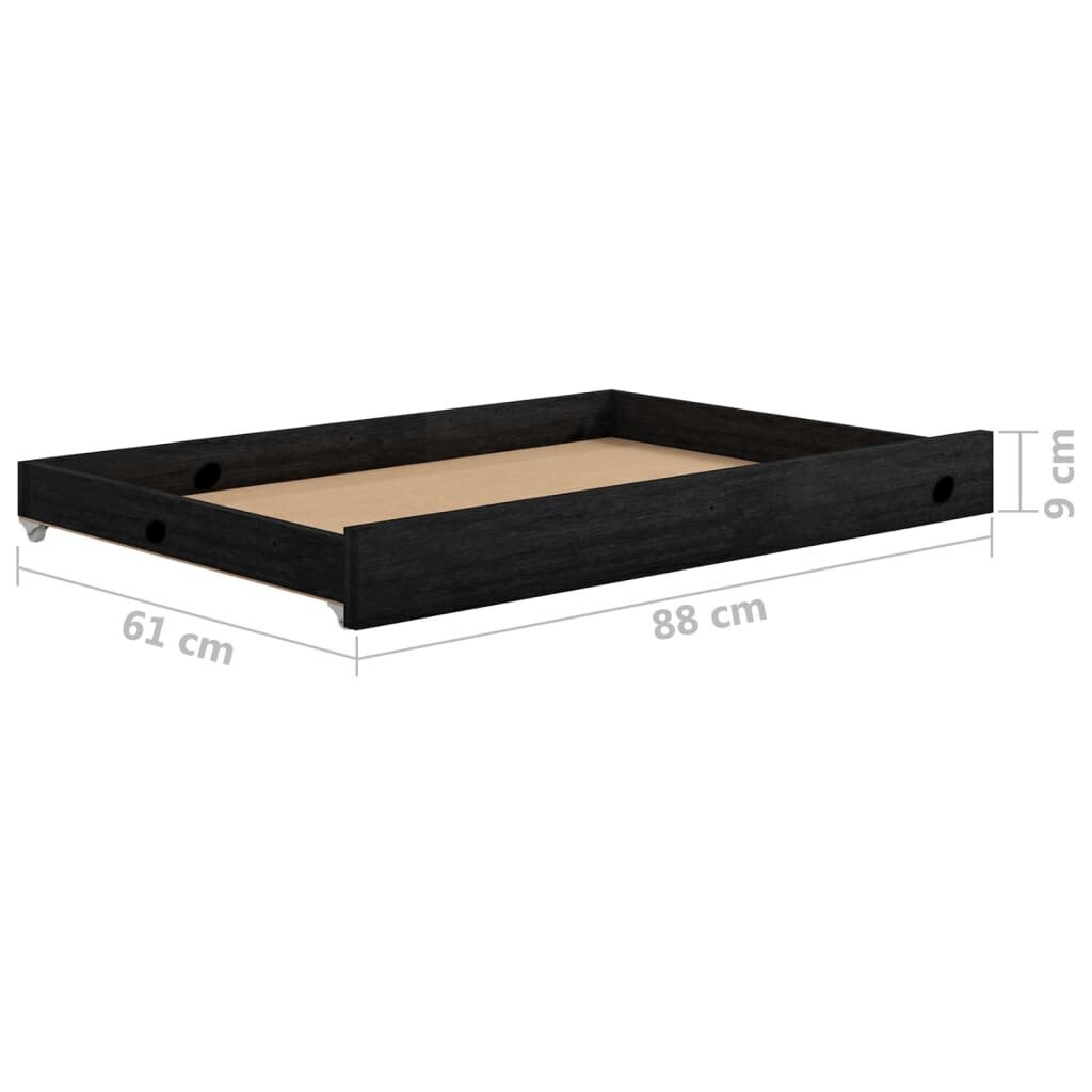 Ištraukiama lova, 2x(90x200) cm, juoda kaina ir informacija | Lovos | pigu.lt