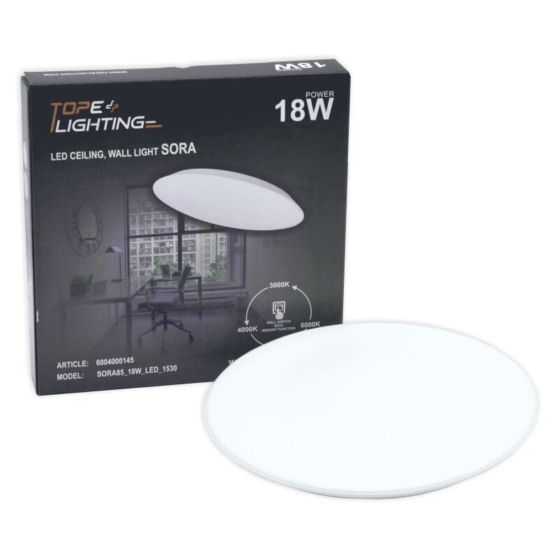 Lubinis sieninis LED šviestuvas su mikrobangų judesio davikliu "Sorasens" 18W kaina ir informacija | Lubiniai šviestuvai | pigu.lt