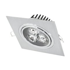 Įmontuojamas kvadratinis metalinis LED šviestuvas "Lens" 3W kaina ir informacija | Įmontuojami šviestuvai, LED panelės | pigu.lt