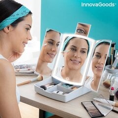 Складное светодиодное зеркало 3-в-1 с органайзером для макияжа Panomir InnovaGoods цена и информация | Косметички, косметические зеркала | pigu.lt