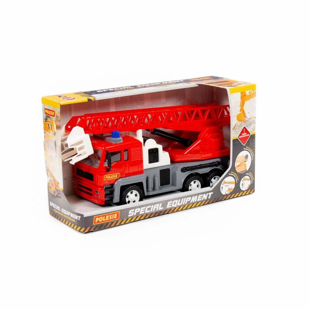 Gaisrinės automobilis Almaz su pakeliamomis kopėčiomis 70 cm., raudonas kaina ir informacija | Žaislai berniukams | pigu.lt