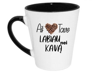 Latte puodelis su spalvotu vidumi „Aš myliu tave labiau nei kavą“ цена и информация | Оригинальные кружки | pigu.lt