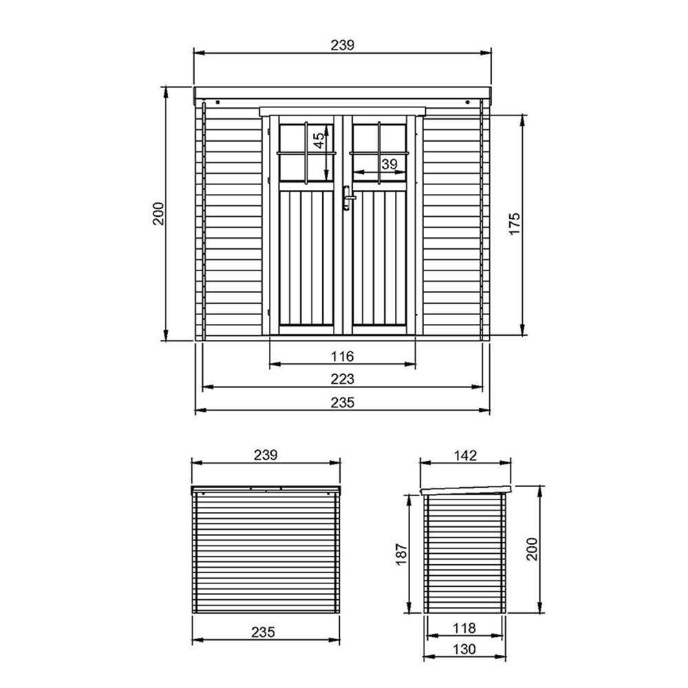 Medinis sodo namelis Timbela M310F - A200 x 239 x 142 cm, rudas kaina ir informacija | Sodo nameliai, malkinės, pastogės | pigu.lt