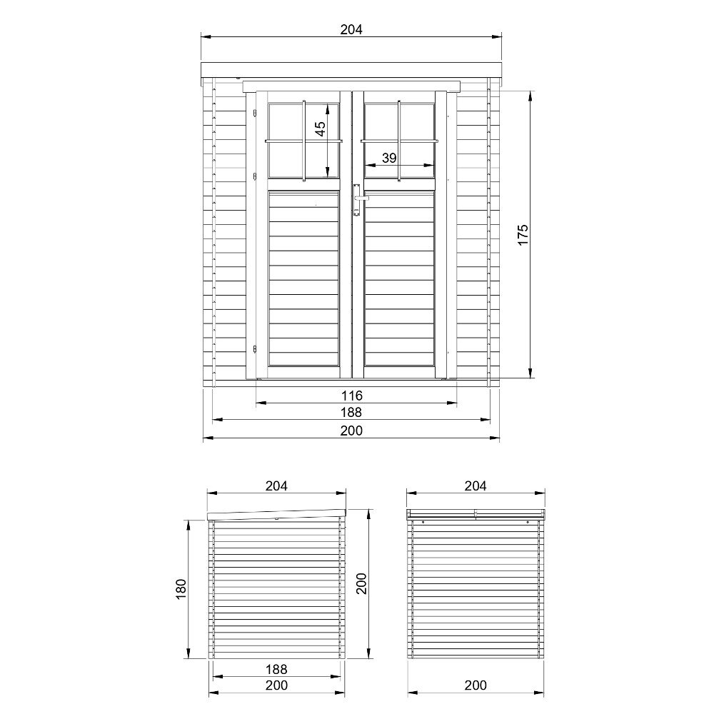 Medinis sodo namelis Timbela M309F - A200 x 204 x 204 cm, rudas kaina ir informacija | Sodo nameliai, malkinės, pastogės | pigu.lt