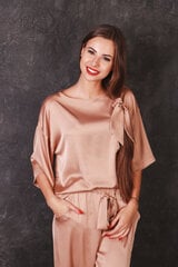Женская атласная пижама, коричневая цена и информация | Женские пижамы, ночнушки | pigu.lt