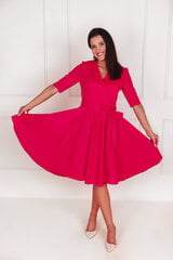 Jaunatviška suknelė midi ilgio su kišenėmis iš mėdvilnės, rožinės spalvos kaina ir informacija | Suknelės | pigu.lt