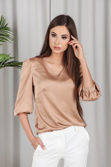 Шелковая блуза с рукавами 3/4, бежевая цена и информация | Женские блузки, рубашки | pigu.lt
