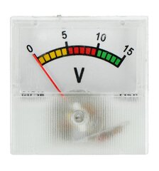 Analoginis voltmetras - skydelis 91C16 mini, 15V DC kaina ir informacija | Automobilių 12V el. priedai | pigu.lt
