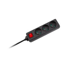 "rebel" черный удлинитель с выключателем и 3 розетками - 3 м (1,5 мм) цена и информация | Удлинители | pigu.lt