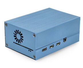 Raspberry Pi 4B dėklas su ventiliatoriumi - metalas - mėlynas kaina ir informacija | Atviro kodo elektronika | pigu.lt