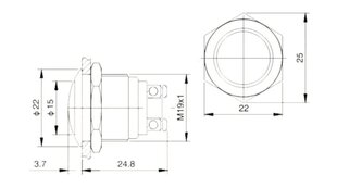 ON-OFF jungiklis monostabilus - PBW-19BS - 2A/250V išgaubtas kaina ir informacija | Atviro kodo elektronika | pigu.lt