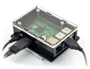 Raspberry Pi 3B+/3B/2B dėklas, skirtas montuoti ant DIN bėgelio, juodas kaina ir informacija | Atviro kodo elektronika | pigu.lt