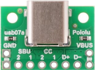 C tipo USB 2.0 jungtis, skirta maketavimo plokštei, Pololu 2585 kaina ir informacija | Atviro kodo elektronika | pigu.lt