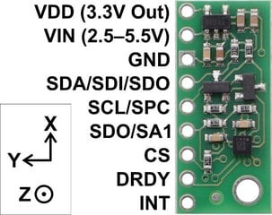 LIS3MDL 3 ašių skaitmeninis magnetometras kaina ir informacija | Atviro kodo elektronika | pigu.lt