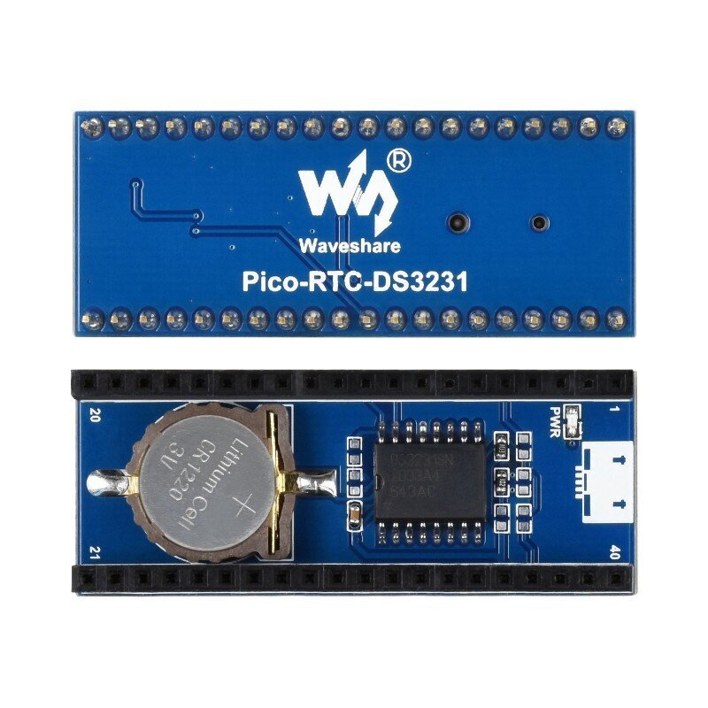 RTC DS3231 modulis, realaus laiko laikrodis, I2C, skirtas Raspberry Pi Pico, Waveshare 19426 kaina ir informacija | Atviro kodo elektronika | pigu.lt