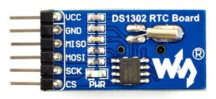 RTC DS1302 SPI, realaus laiko laikrodis + baterija, Waveshare 9709 kaina ir informacija | Atviro kodo elektronika | pigu.lt