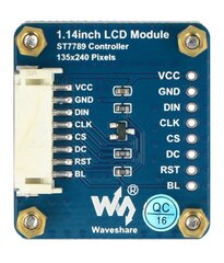 IPS LCD ekranas, 1.14&quot; 240x135px SPI, 65K RGB, Waveshare 18231 kaina ir informacija | Atviro kodo elektronika | pigu.lt