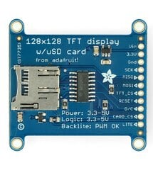 ST7735R, 1.44” TFT LCD ekranas, 128x128 px su microSD automobilio skaitytuvu цена и информация | Электроника с открытым кодом | pigu.lt