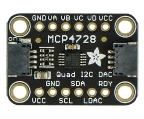 MCP4728 DAC I2C keitiklis, 4 kanalai + EEPROM, Adafruit 4470 kaina ir informacija | Atviro kodo elektronika | pigu.lt