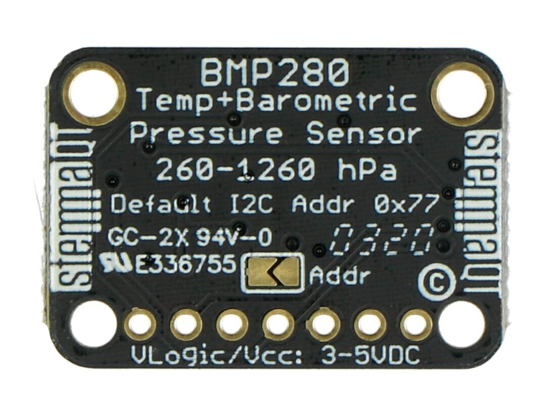 BMP280, skaitmeninis barometras, slėgio jutiklis 110kPa I2C / SPI 3-5V, STEMMA QT цена и информация | Meteorologinės stotelės, termometrai | pigu.lt