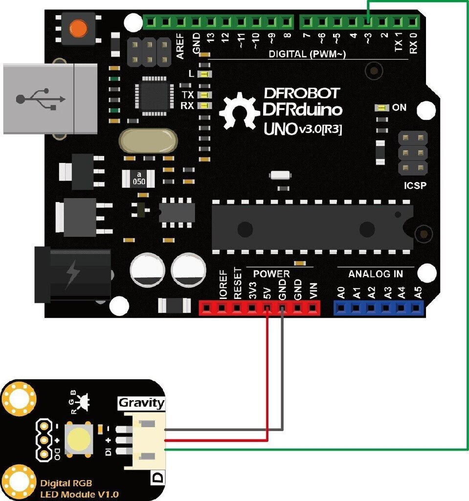 Skaitmeninis RGB LED modulis,DFRobot Gravity цена и информация | Įmontuojami šviestuvai, LED panelės | pigu.lt