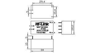 Maitinimo šaltinis Hi-Link HLK-PM03 100V-240VAC 3.3VDC 1A kaina ir informacija | Įtampos keitikliai | pigu.lt