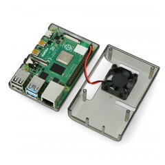 Raspberry Pi 4B korpusas su ventiliatoriumi - pilka kaina ir informacija | Atviro kodo elektronika | pigu.lt