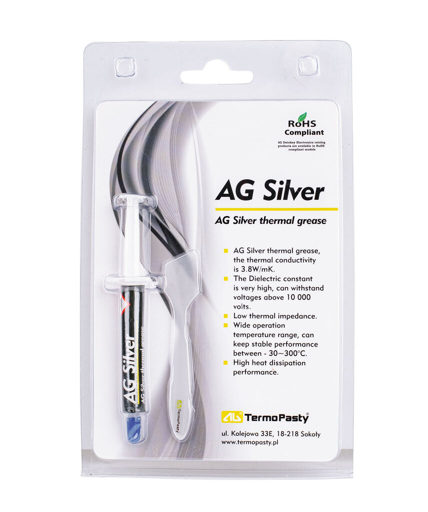 Termopasta AG Silver 3g 3.8W/mK цена и информация | Termo pastos | pigu.lt
