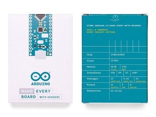 Arduino Nano Every, su jungtimis цена и информация | Электроника с открытым кодом | pigu.lt