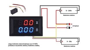 Voltmetras DC 0-100V 10A kaina ir informacija | Automobilių 12V el. priedai | pigu.lt