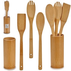 Virtuvės reikmenų rinkinys, bambukas (4 vnt.) kaina ir informacija | Virtuvės įrankiai | pigu.lt