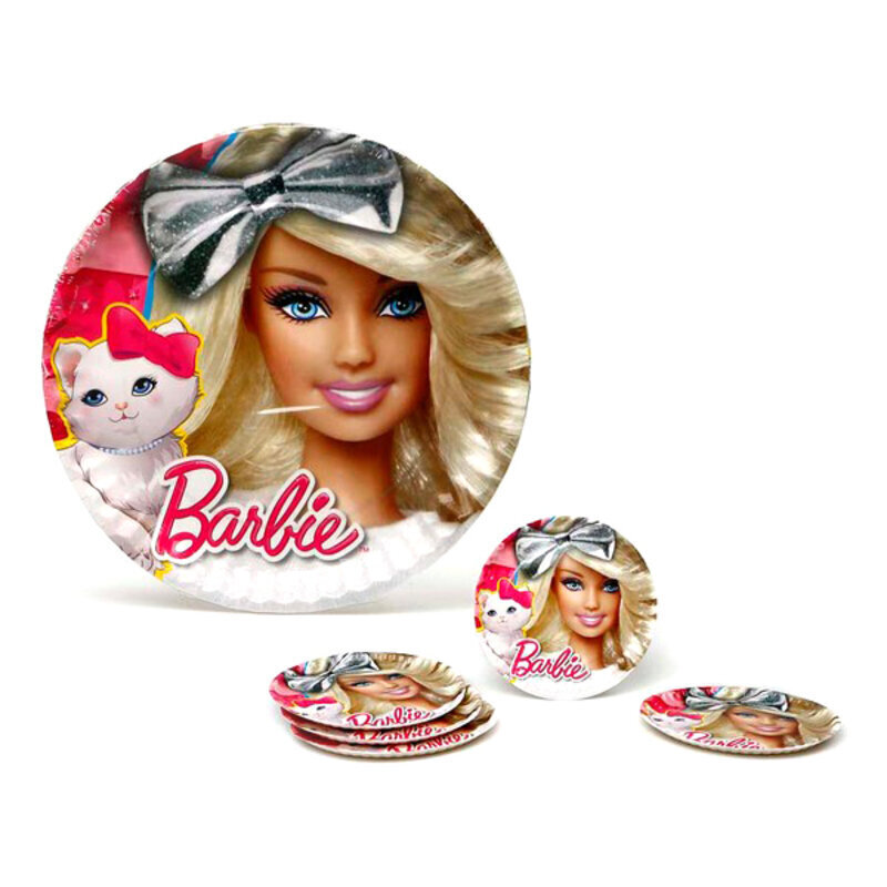Vienkartinės lėkštės Barbie, 23 cm, 5 vnt цена и информация | Vienkartiniai indai šventėms | pigu.lt