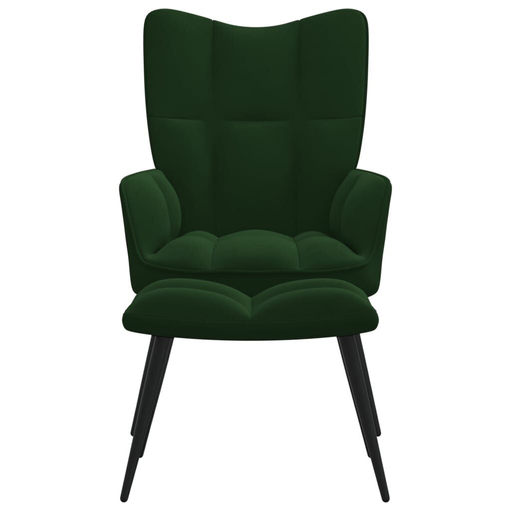 Poilsio kėdė su pakoja, tamsiai žalia kaina ir informacija | Svetainės foteliai | pigu.lt