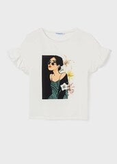 Детская футболка Mayoral 6025*46, белая 8445445225526 цена и информация | Рубашки для девочек | pigu.lt