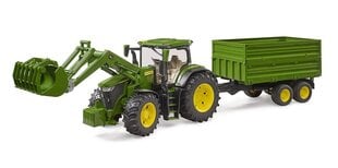 Трактор с погрузчиком и прицепом Bruder 03155 John Deere 7R 350 цена и информация | Игрушки для мальчиков | pigu.lt